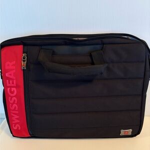 SwissGear Black and Red Laptop Bag with Quilted Design